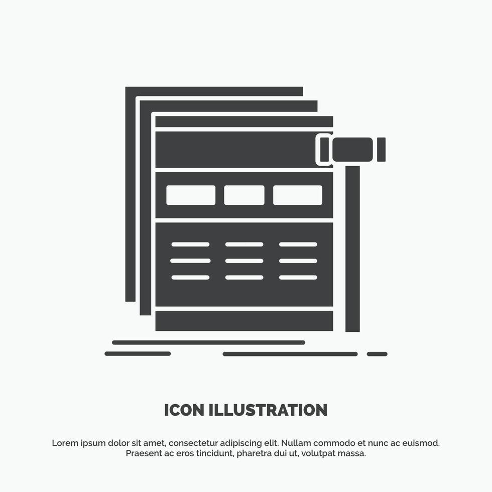 internet. sida. webb. webbsida. trådmodell ikon. glyf vektor grå symbol för ui och ux. hemsida eller mobil Ansökan
