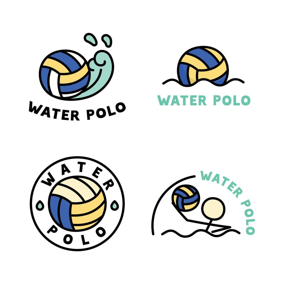 wasserball logo kawaii gekritzel flache karikaturvektorillustration vektor