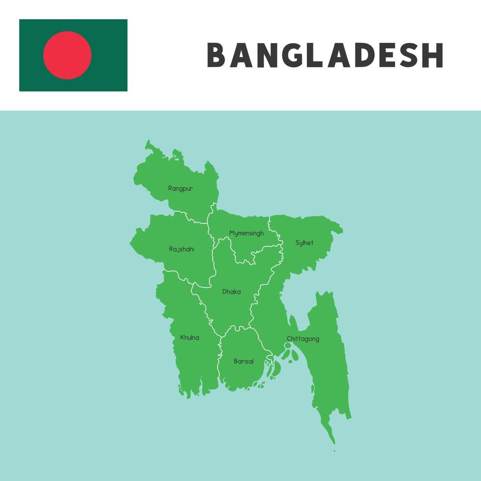 Provinzname in Bangladesch Karte und Flaggenvektor vektor