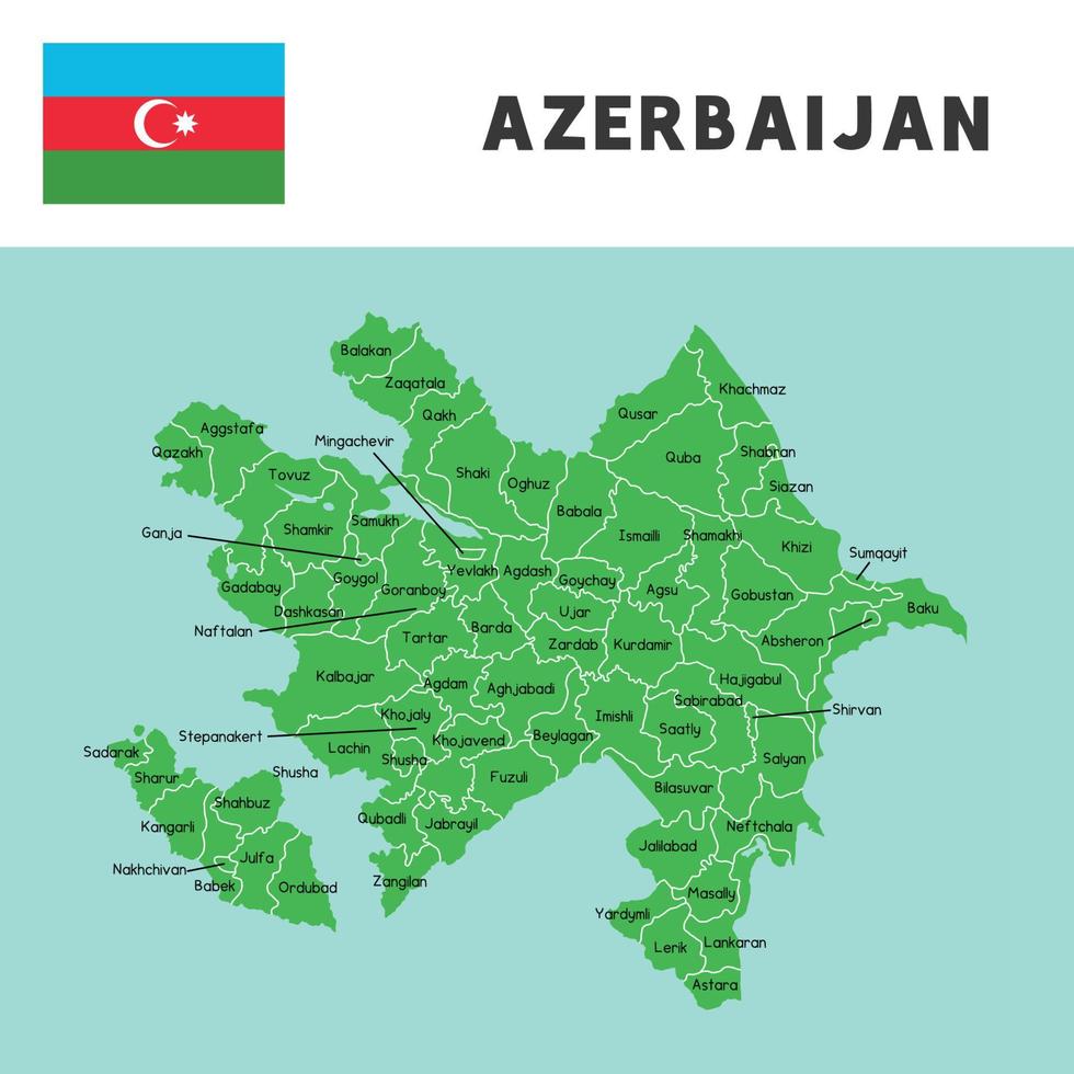 provinzname in aserbaidschan karte und flaggenvektor vektor