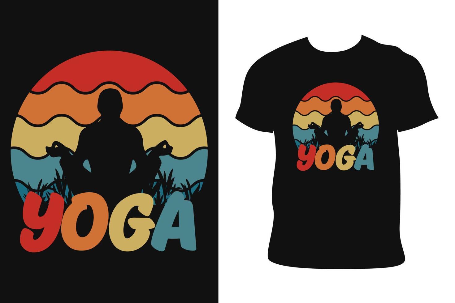 Yoga-Vintage-T-Shirt-Design. Vintages T-Shirt des Yoga. yoga vintage t-shirt kostenloser vektor. vektor