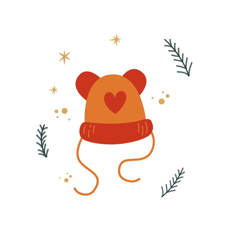 mysigt vinter- barn hatt, jul hand dragen vektor illustration