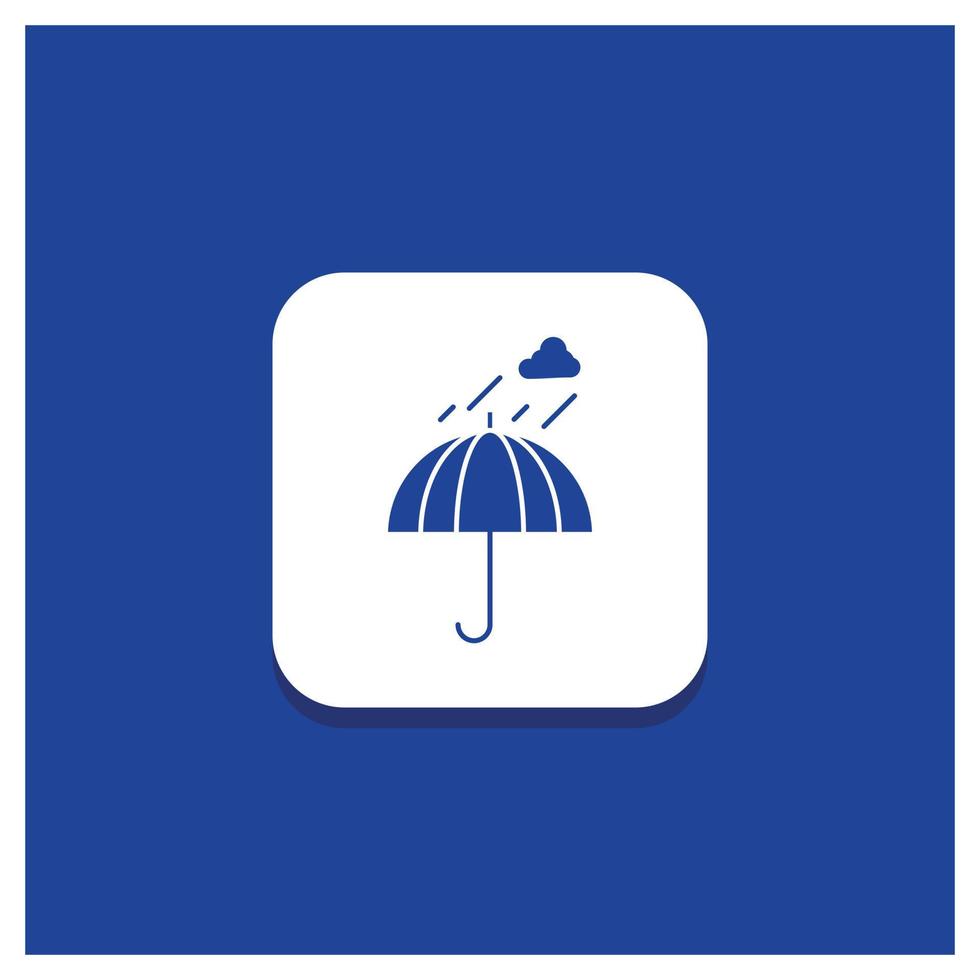 blauer runder Knopf für Regenschirm. Camping. Regen. Sicherheit. Wetter-Glyphe-Symbol vektor