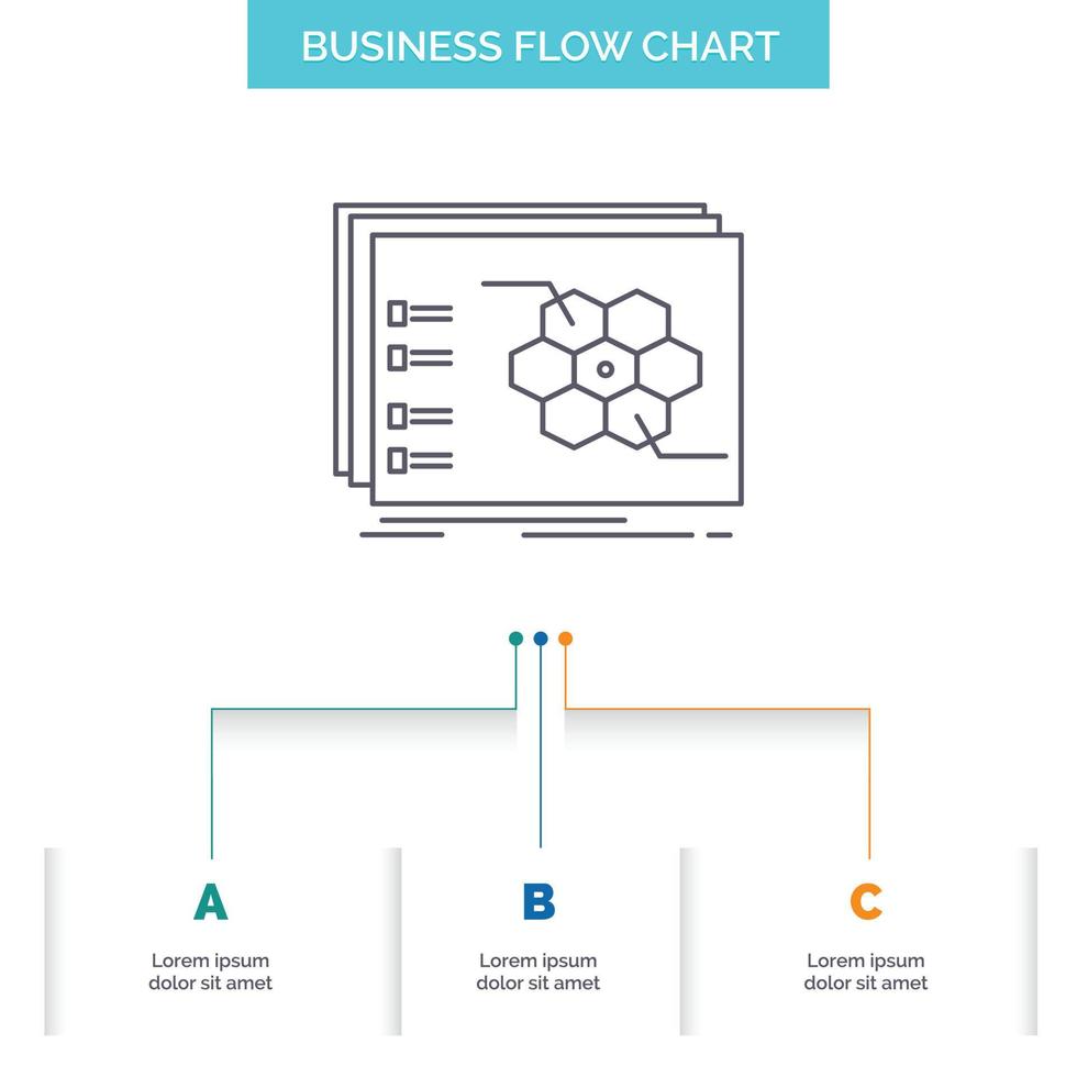 Spiel. strategisch. Strategie. Taktik. taktisches geschäftsflussdiagramm-design mit 3 schritten. Liniensymbol für Präsentation Hintergrundvorlage Platz für Text vektor