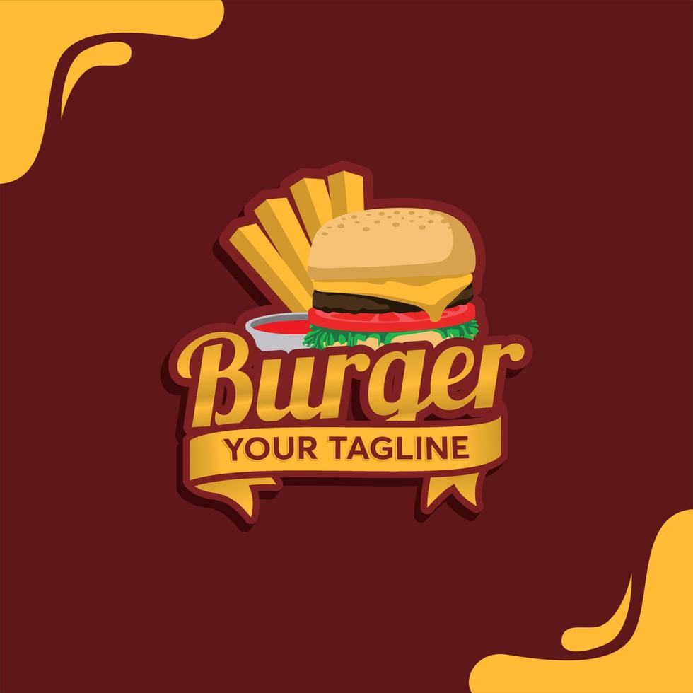 burger logotyp med en enkel se vektor