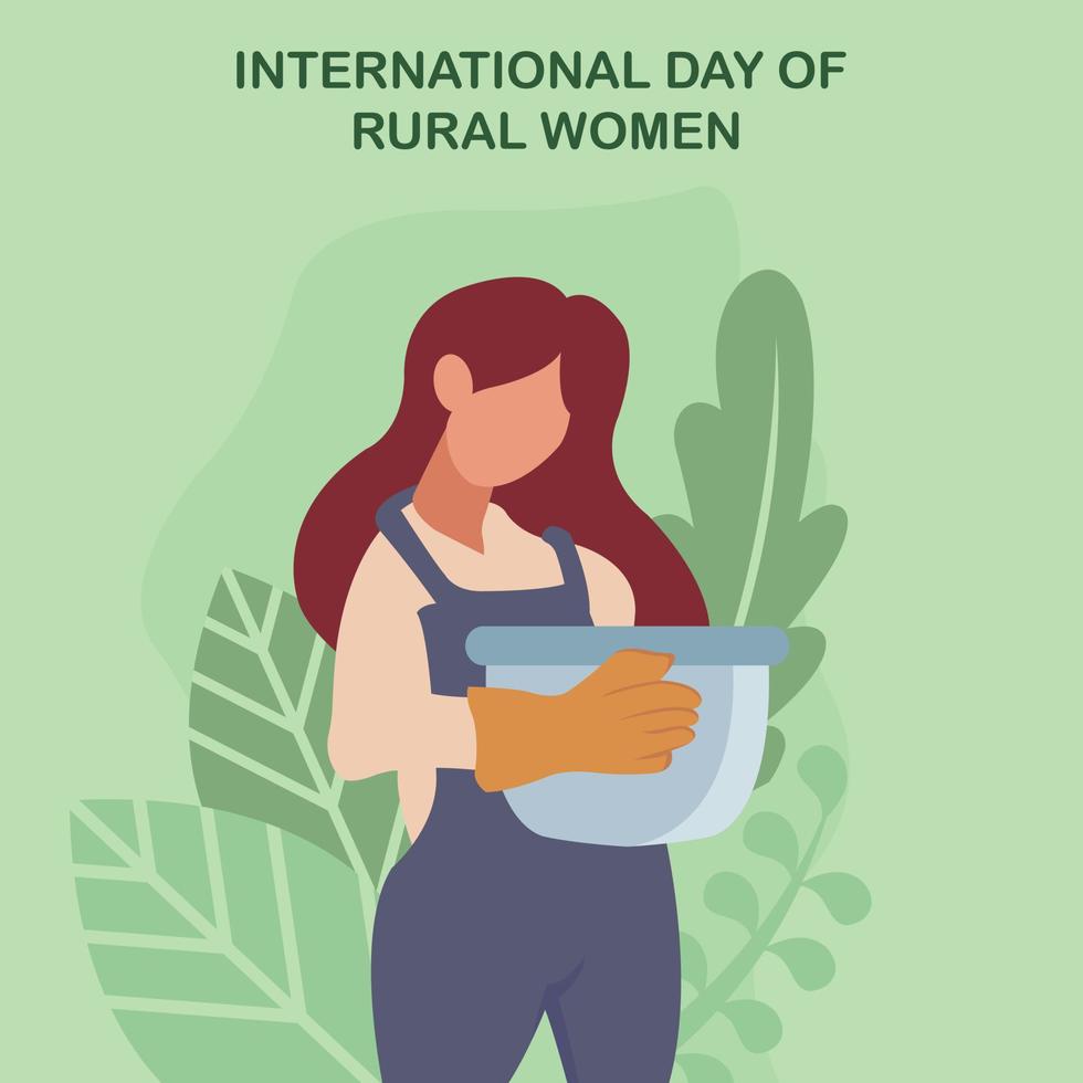 illustration vektor grafisk av en kvinna innehav en korg av grönsaker, perfekt för internationell dag, lantlig kvinnor, fira, hälsning kort, etc.