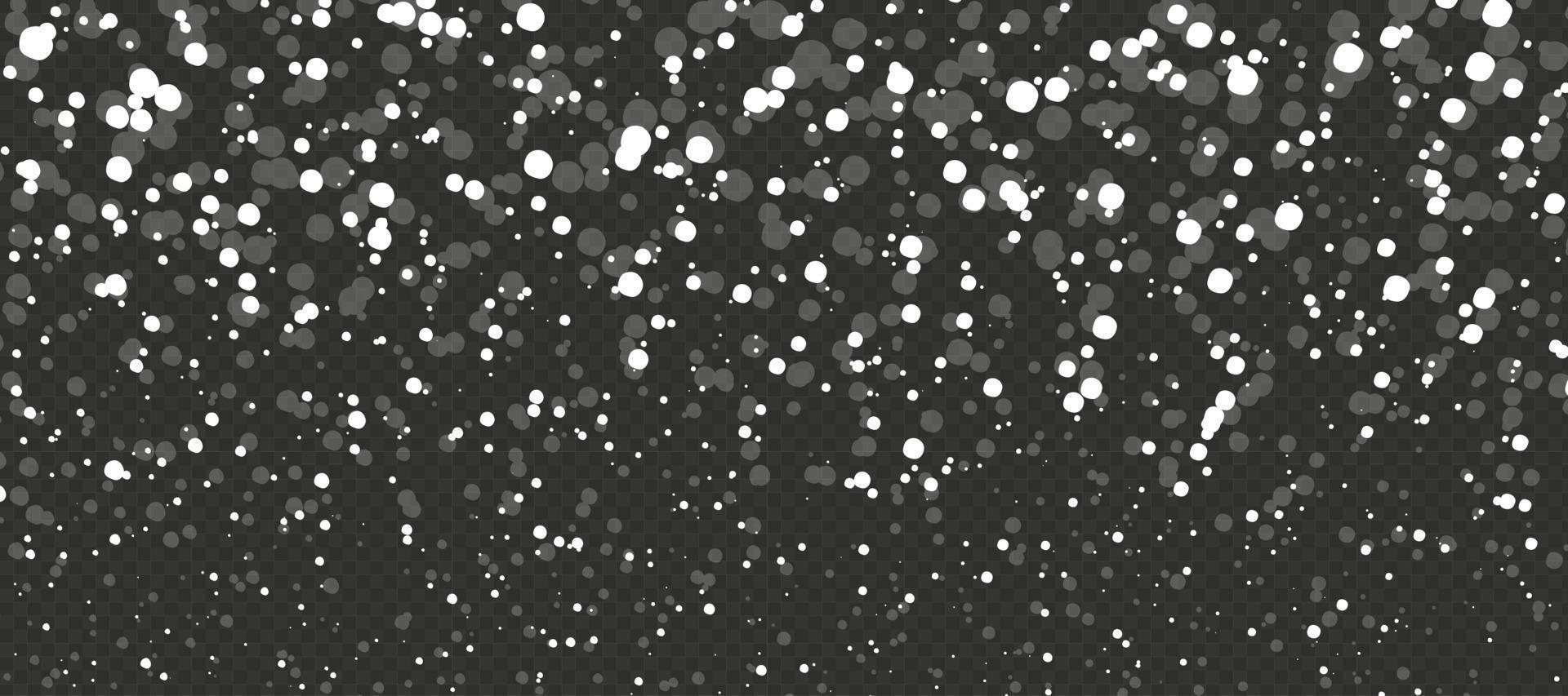weihnachtshimmel mit schneewetterhintergrund. Zufälliger Flockeneffekt für ein frohes neues Foto-Overlay. Bokeh-Urlaubskulisse vektor