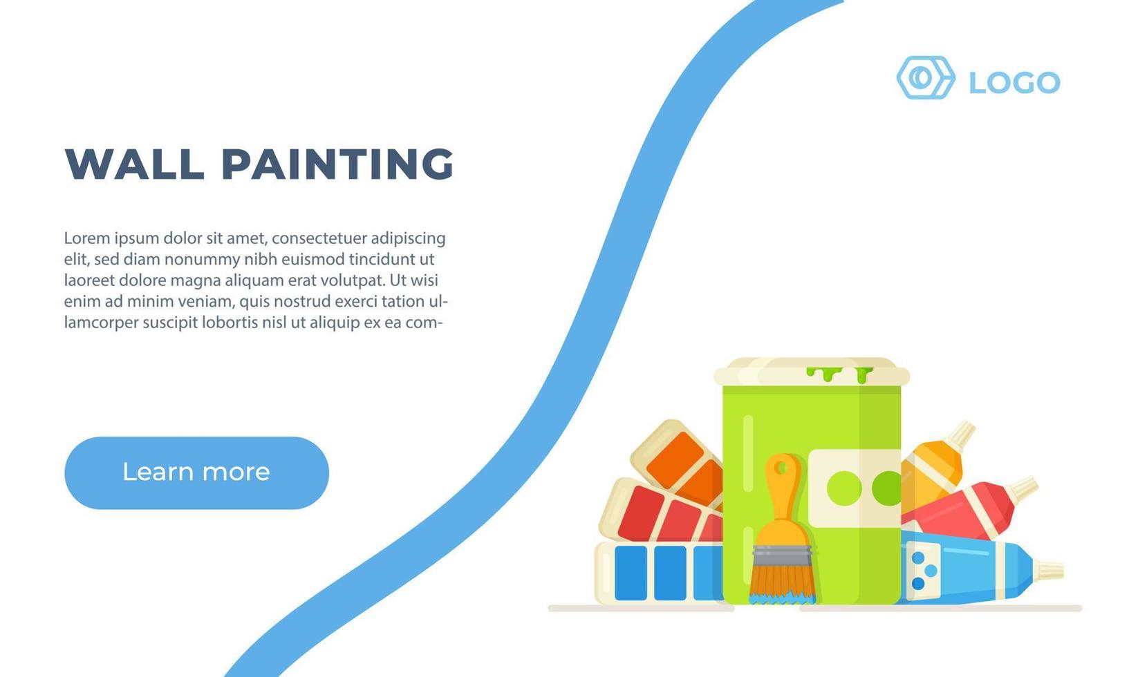 Vektor-Illustration Wandfarbe. Website zum Bestellen von Farben, Paletten, Rollen und anderen Malwerkzeugen vektor