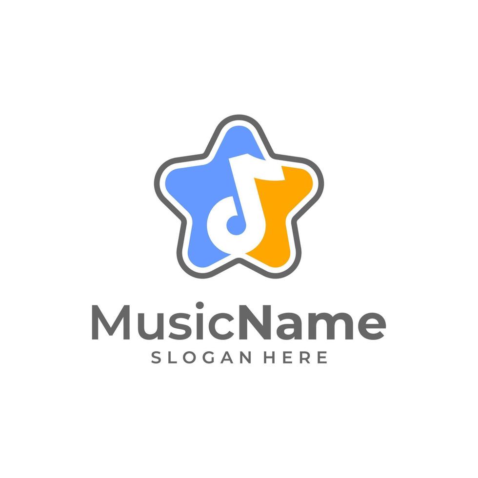 stjärna musik logotyp illustration mall. musik notera logotyp design begrepp vektor