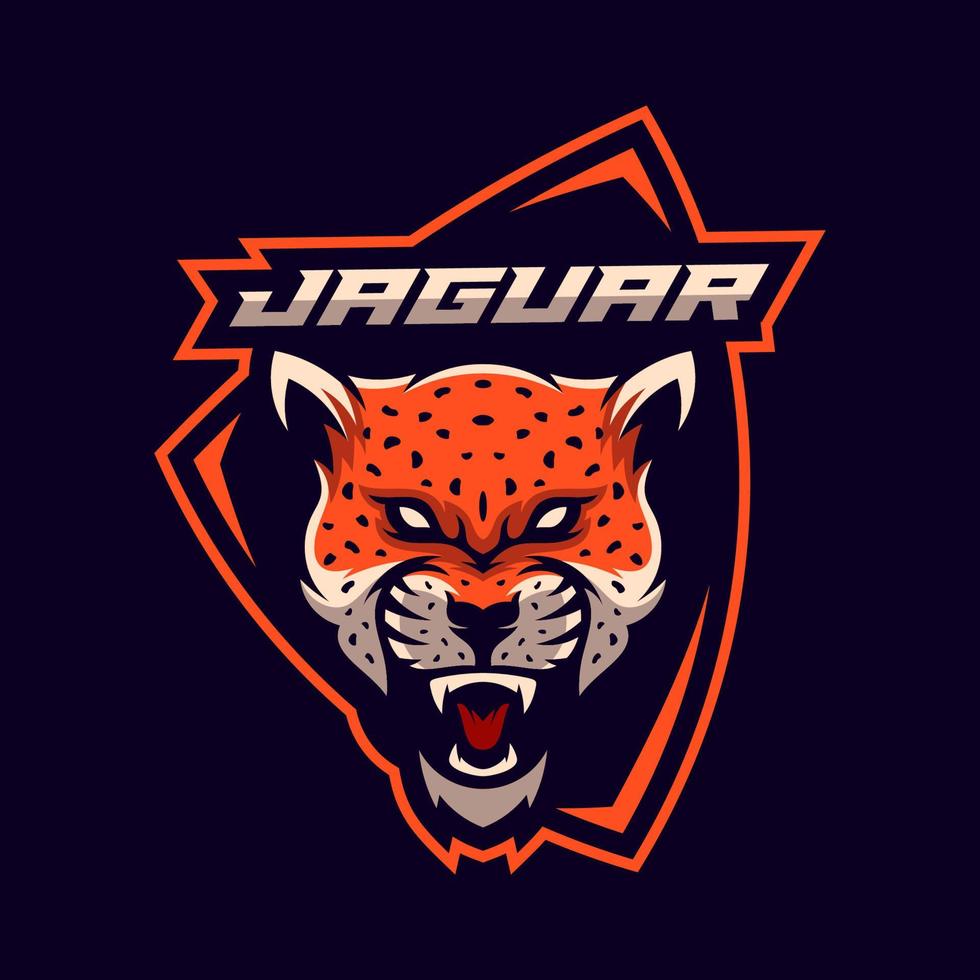 Wütende Jaguar-Leopard-Maskottchen-Esport-Logo-Designs vektor