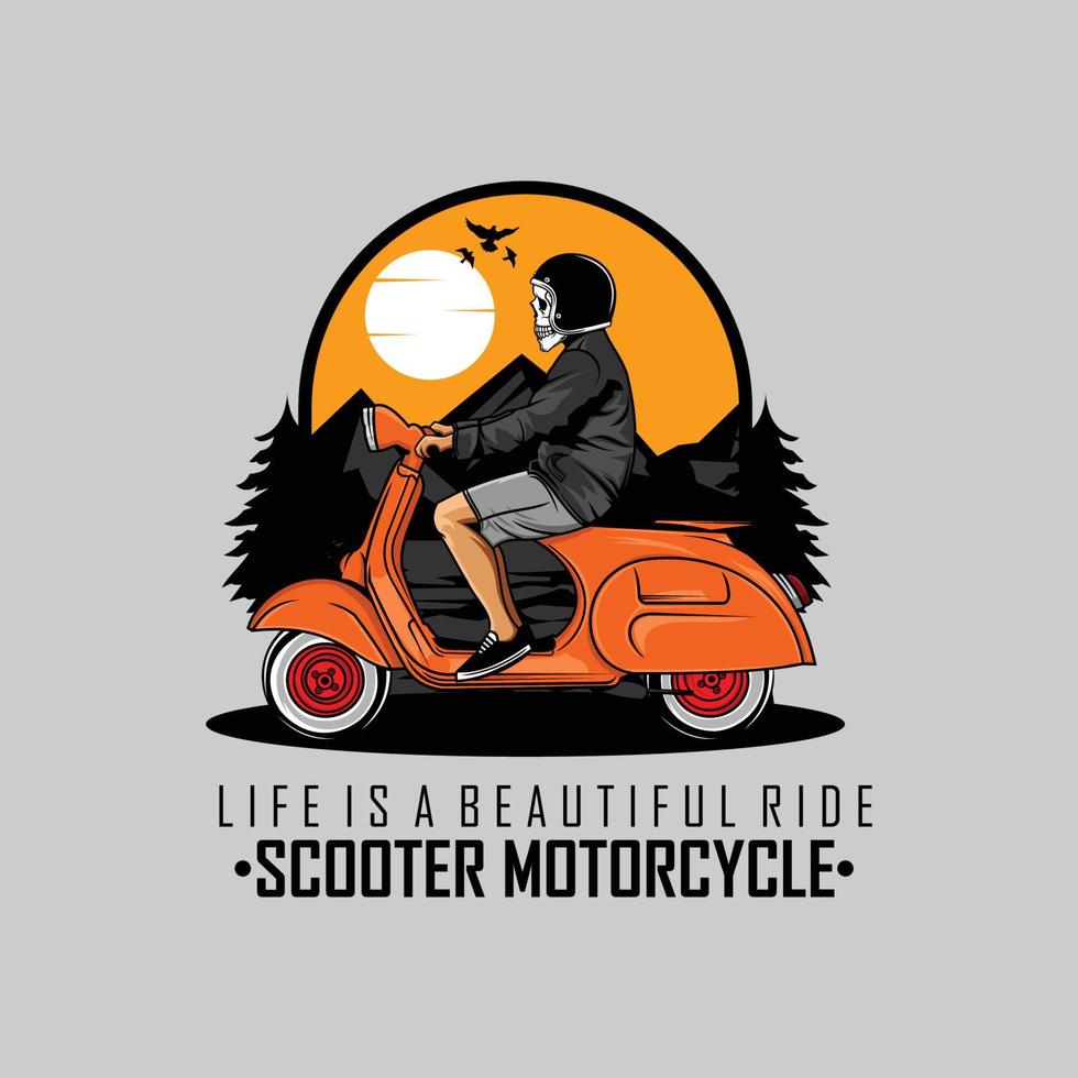 skalle ridning skoter motorcykel illustration vektor