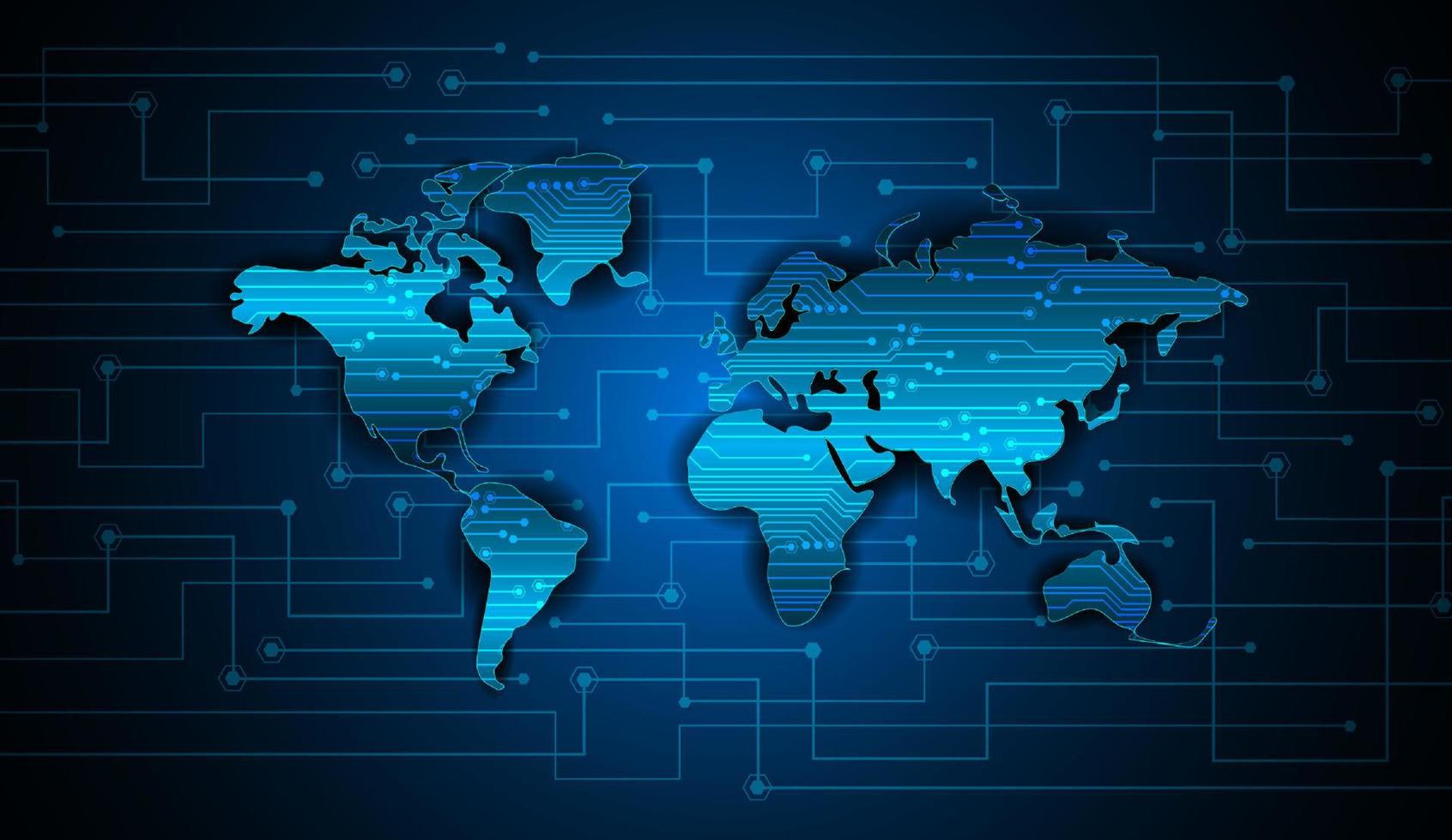 modern värld Karta teknologi blå bakgrund vektor