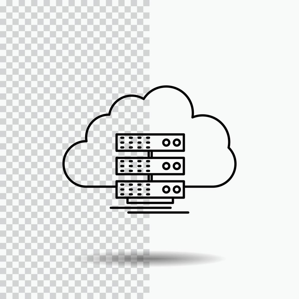 Wolke. Lagerung. Rechnen. Daten. Flussliniensymbol auf transparentem Hintergrund. schwarze Symbolvektorillustration vektor