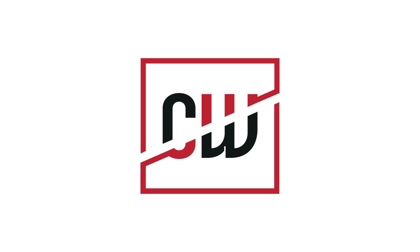 cw-Logo-Design. Anfangsbuchstaben-Logo-Monogramm-Design in Schwarz und Rot mit quadratischer Form. Pro-Vektor vektor