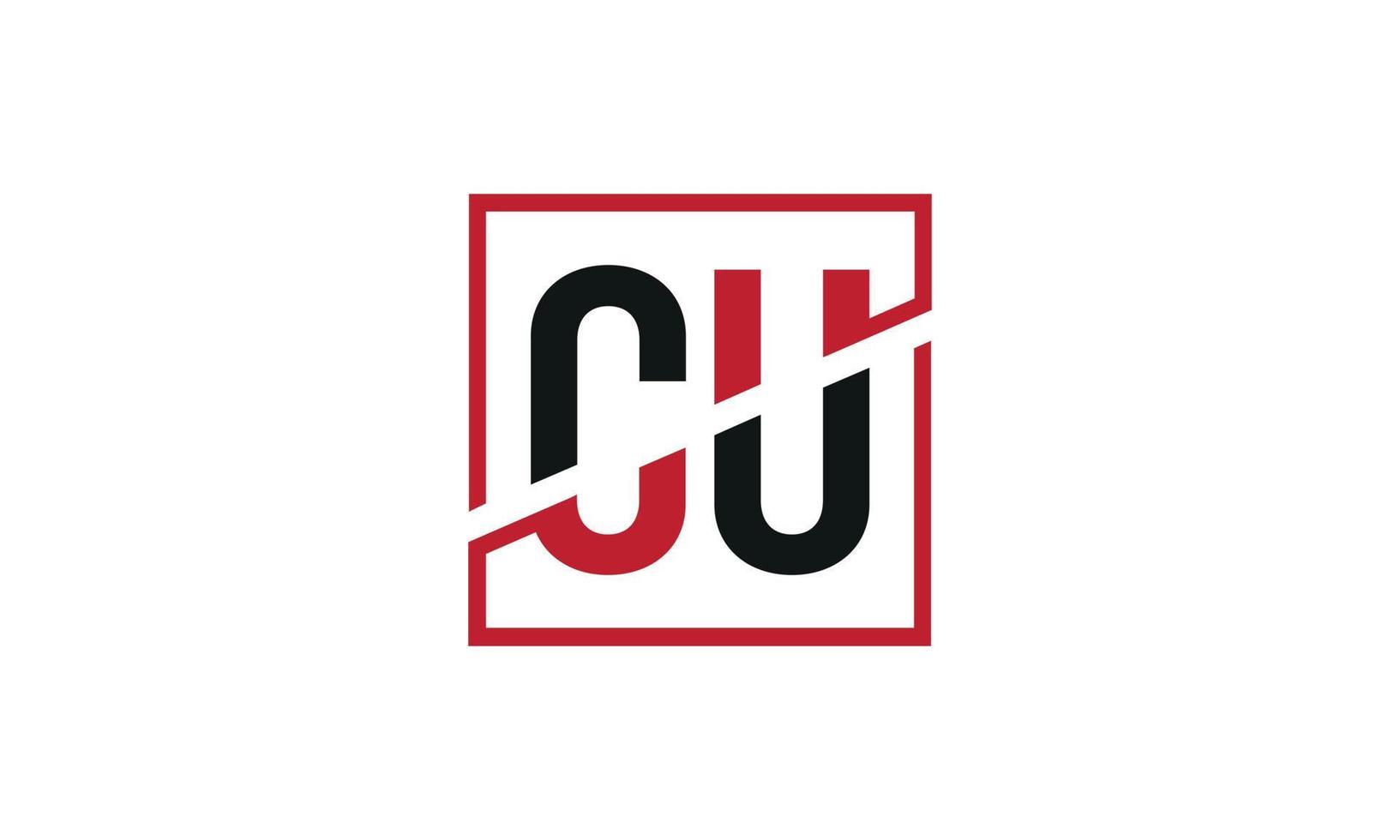 Cu-Logo-Design. Anfangsbuchstabe Logo Monogramm Design in schwarz und rot mit quadratischer Form. Pro-Vektor vektor