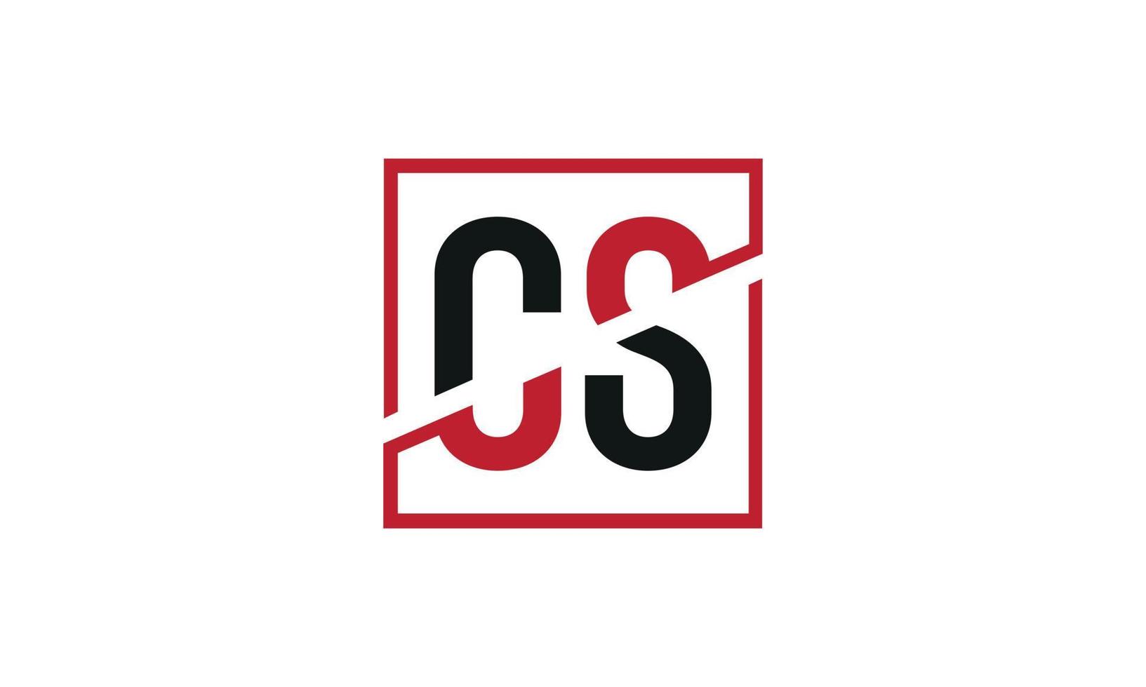 cs logotyp design. första cs brev logotyp monogram design i svart och röd Färg med fyrkant form. proffs vektor