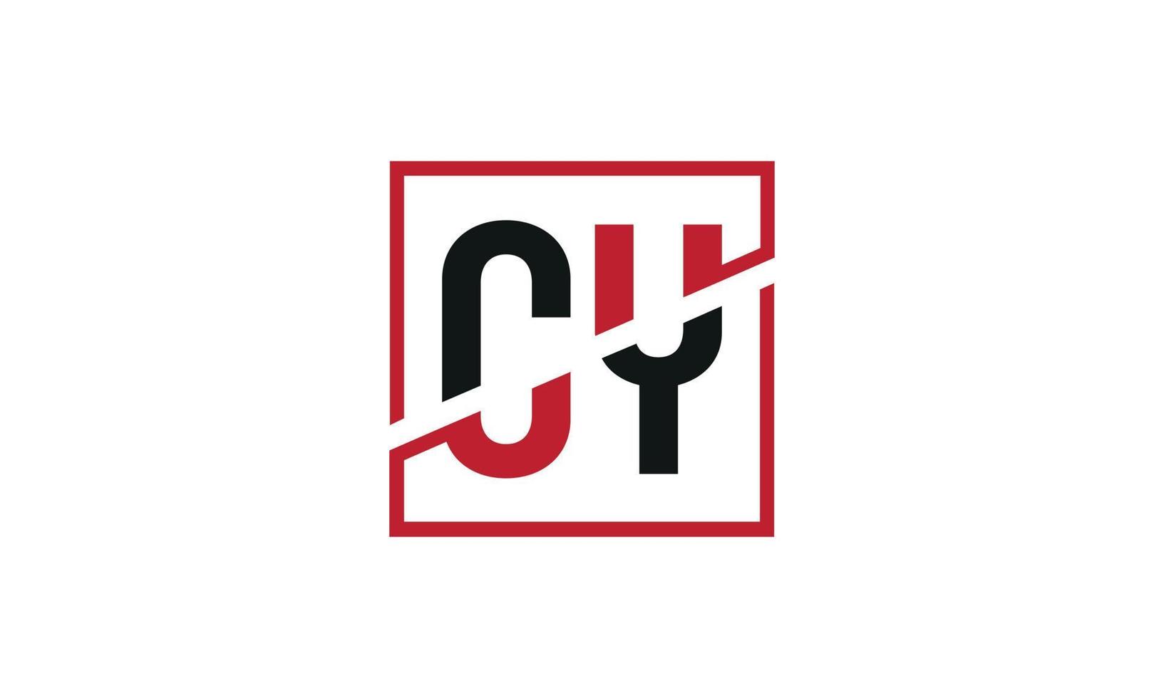 cy logotyp design. första cy brev logotyp monogram design i svart och röd Färg med fyrkant form. proffs vektor