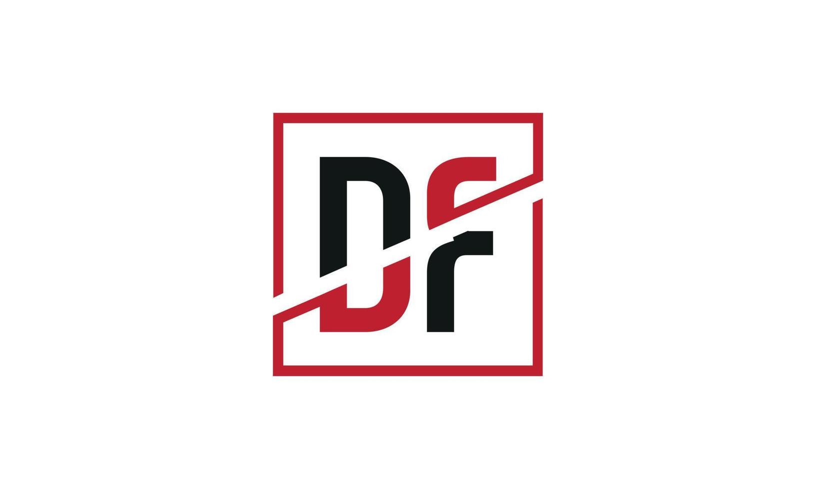 df logotyp design. första df brev logotyp monogram design i svart och röd Färg med fyrkant form. proffs vektor