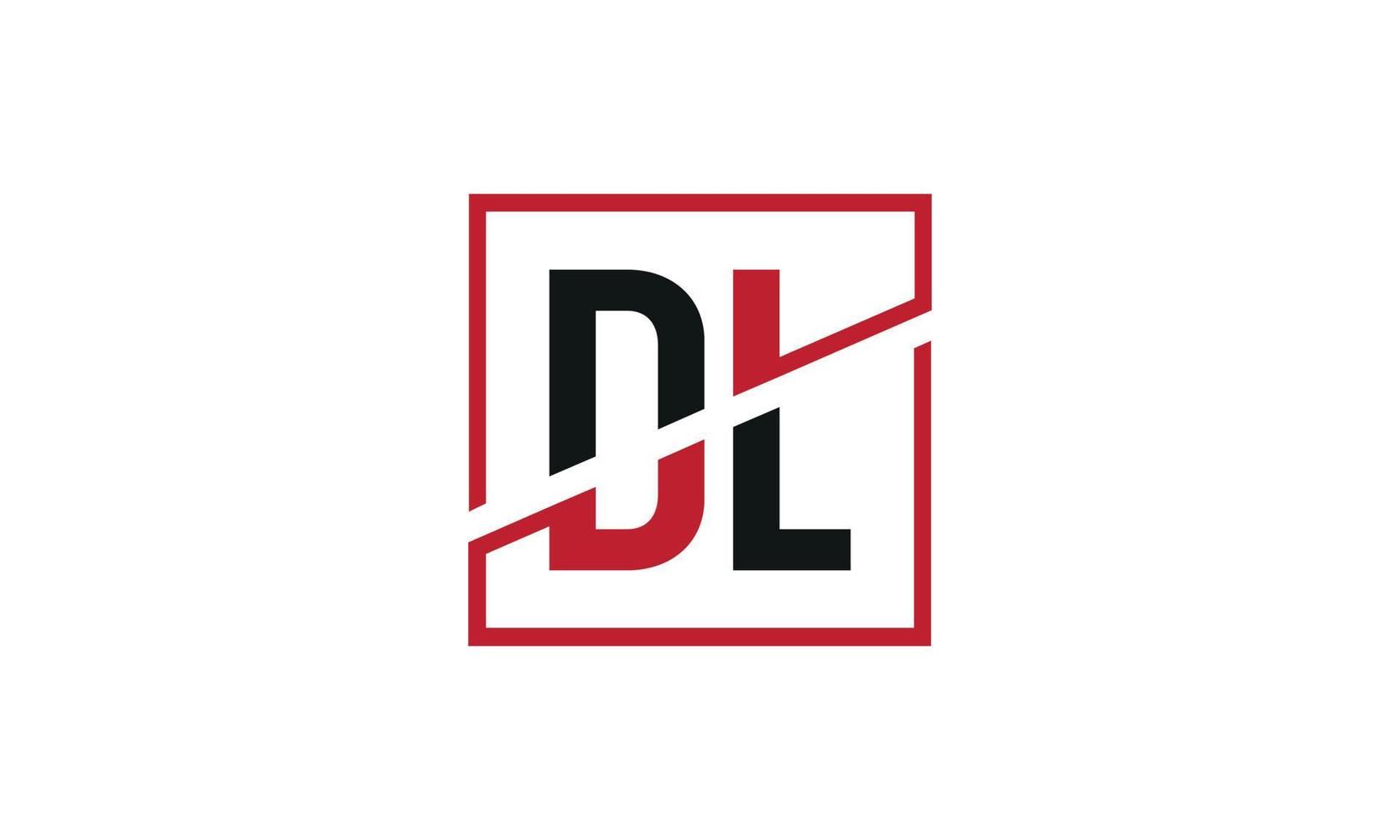 dl-Logo-Design. Initiales dl-Buchstaben-Logo-Monogramm-Design in schwarzer und roter Farbe mit quadratischer Form. Pro-Vektor vektor