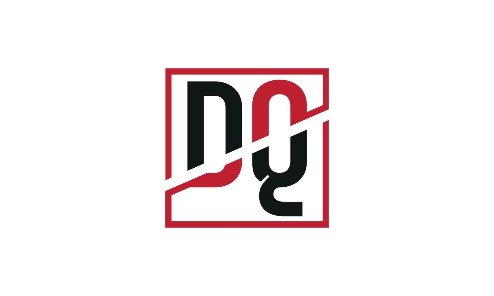 dq logotyp design. första dq brev logotyp monogram design i svart och röd Färg med fyrkant form. proffs vektor