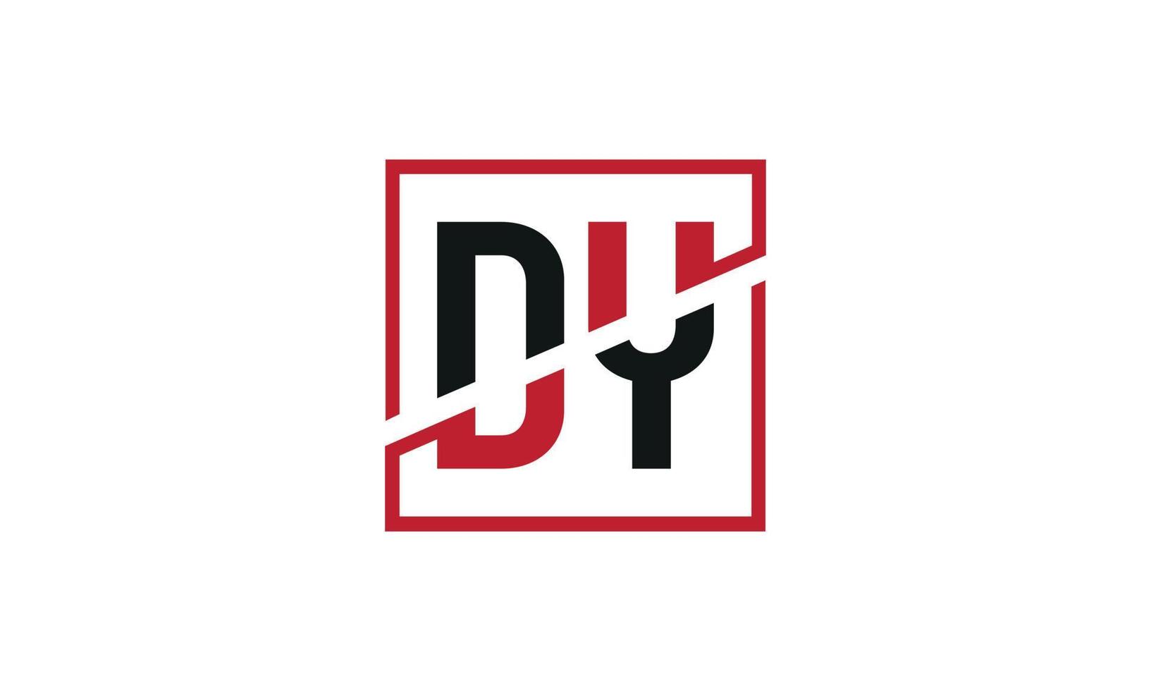 dy-Logo-Design. anfängliches dy-Buchstaben-Logo-Monogramm-Design in schwarzer und roter Farbe mit quadratischer Form. Pro-Vektor vektor