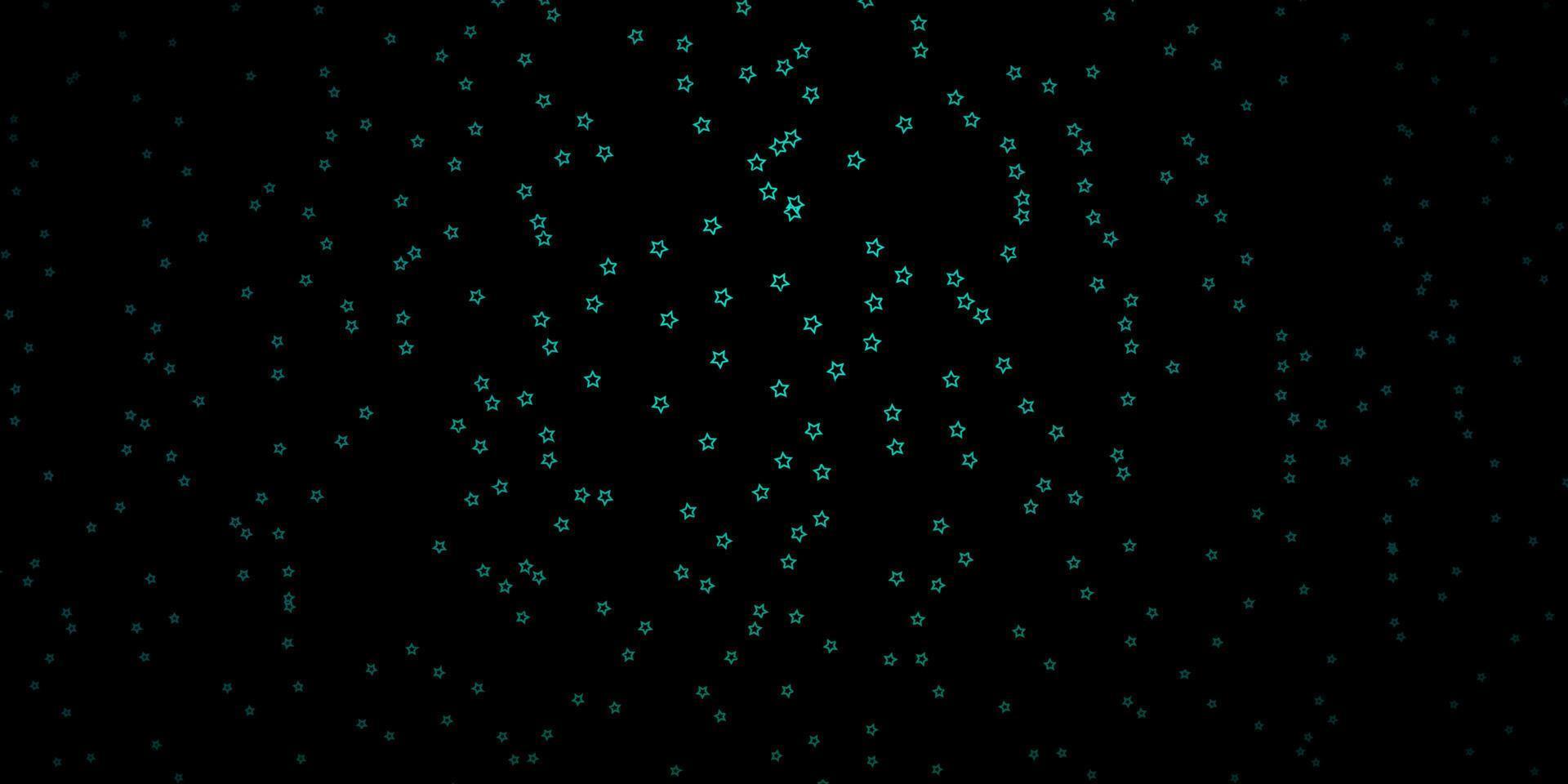 mörkblå, grön vektorbakgrund med små och stora stjärnor. vektor