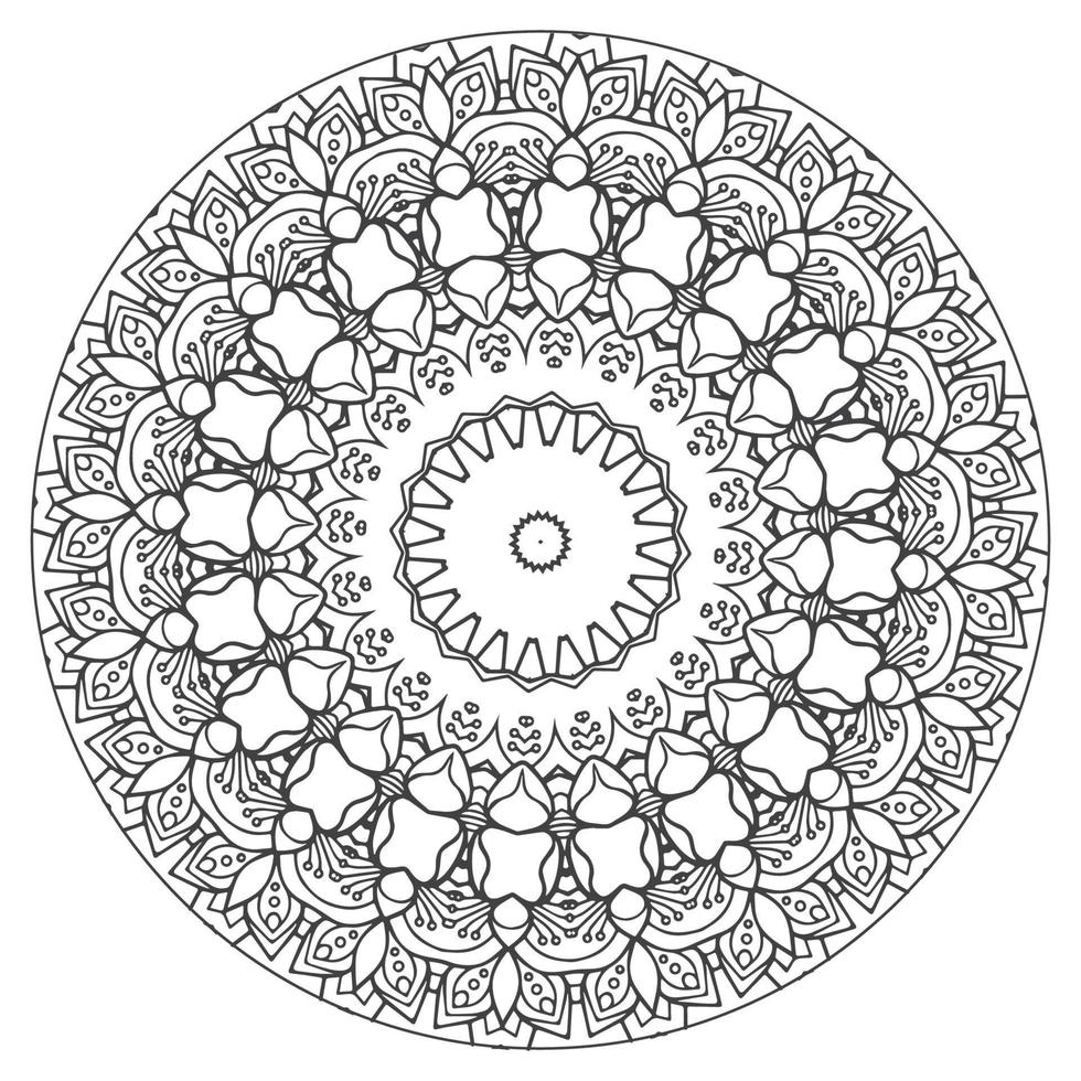 blomma mandala färg bok sida.dekorativ prydnad i etnisk orientalisk stil översikt klotter ritad för hand vektor illustration