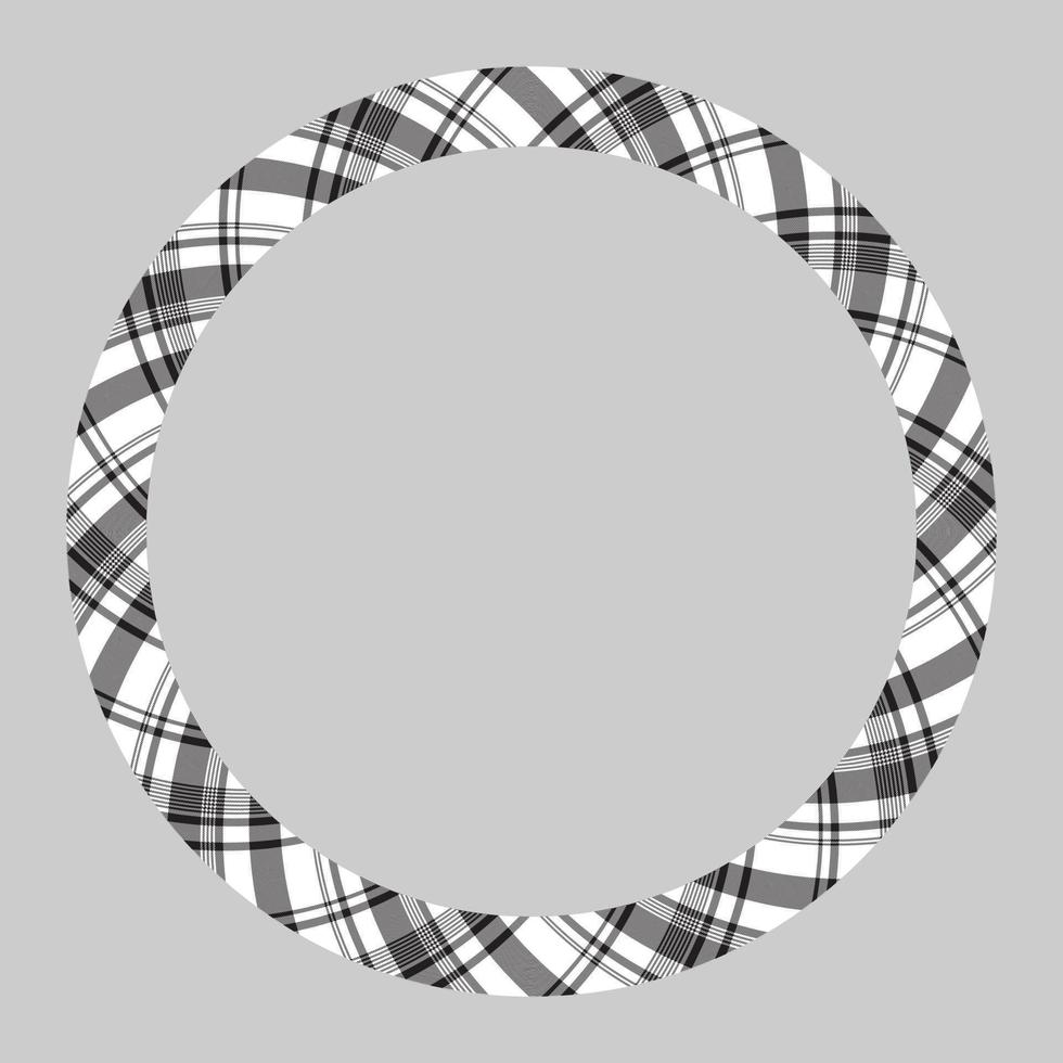 Kreisränder und Rahmenvektor. rundes Grenzmuster geometrisches Vintage-Rahmendesign. Schottische Tartan-Plaid-Stoffstruktur. vorlage für geschenkkarte, collage, sammelalbum oder fotoalbum und porträt. vektor