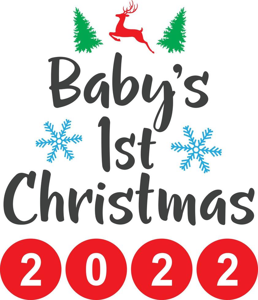 bebis först jul 2022, glad jul, tomte, jul Semester, vektor illustration fil