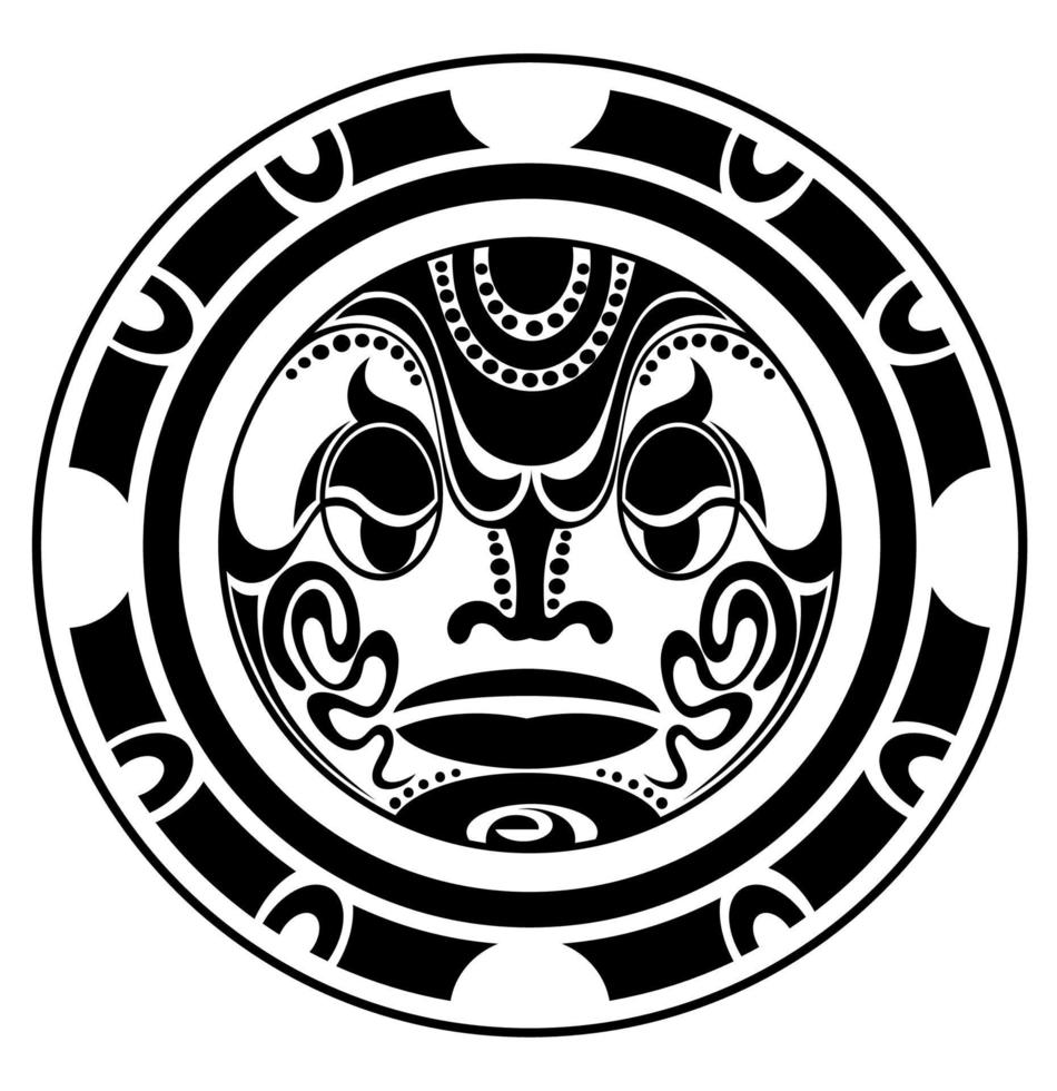 Polynesische Tattoo-Design-Maske. gebürtige Verzierung, lokalisiert auf Weiß, Vektorillustration vektor