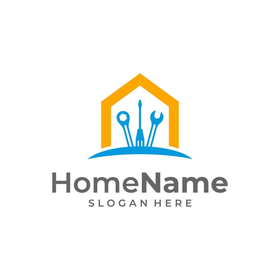 Logo-Illustrationsvorlage für den Heimservice. Mechaniker-Home-Logo-Design-Konzept-Vektor vektor