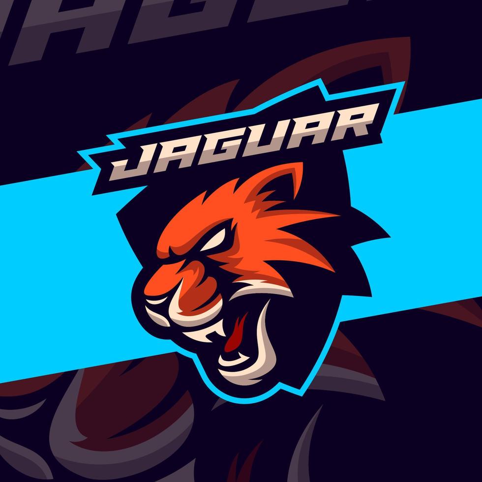 Wütende Jaguar-Leopard-Maskottchen-Esport-Logo-Designs vektor