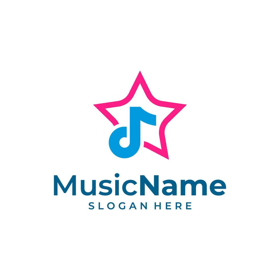 stjärna musik logotyp illustration mall. musik notera logotyp design begrepp vektor