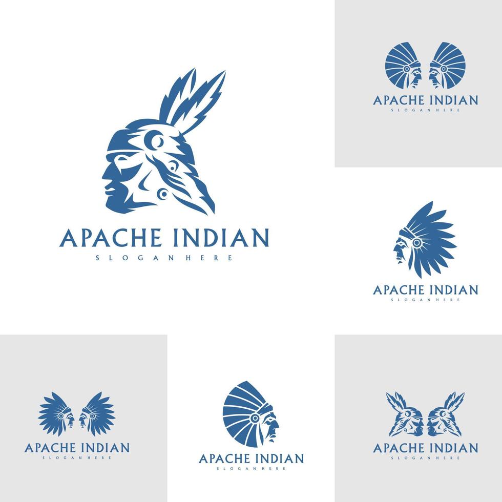 satz des indianischen logos. indisches Emblem-Design, das für Ihr Unternehmen bearbeitet werden kann. Vektor-Illustration. vektor