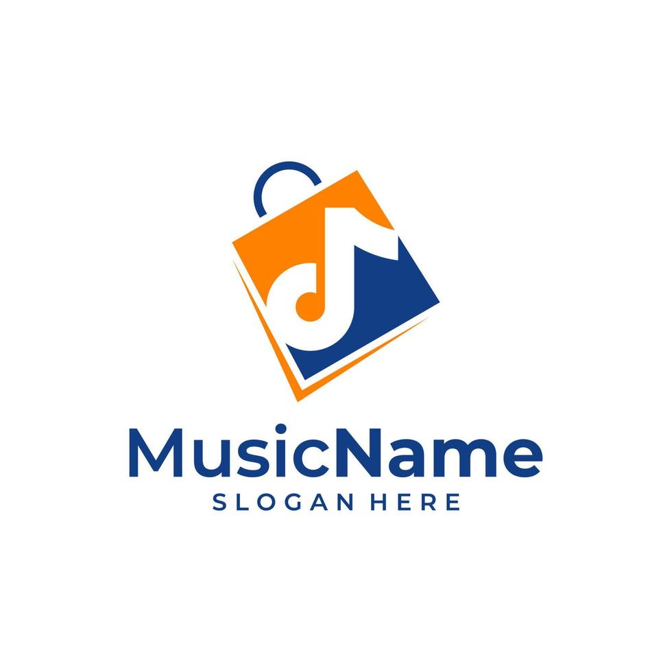 musikeinkaufstasche logo illustrationsvorlage. Shop-Musik-Logo-Design-Konzept-Vektor vektor