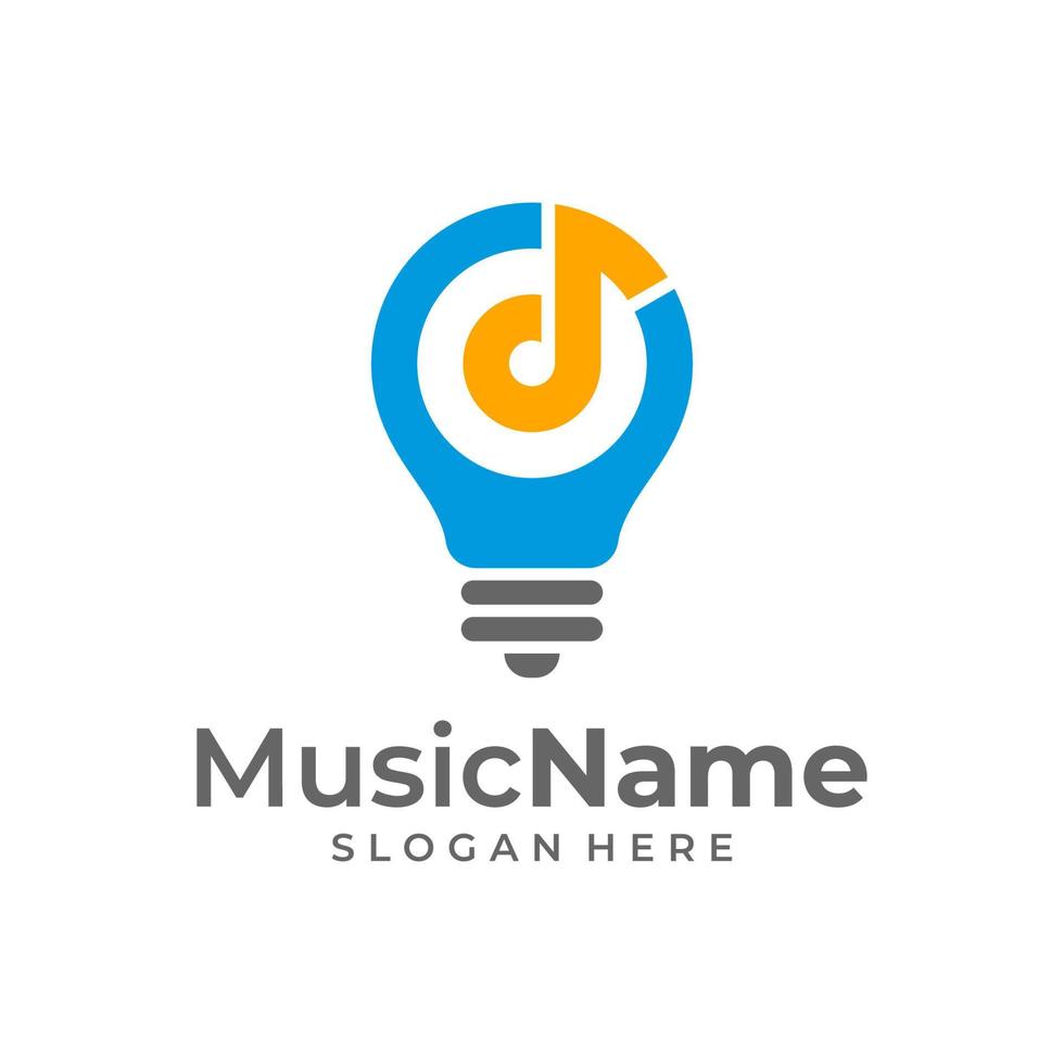 Glühbirne Musik Logo Template Design Vektor, Emblem, Designkonzept, kreatives Symbol, Symbol vektor