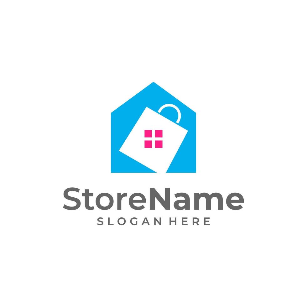 Shop-Home-Logo-Design-Konzept-Vektor. Immobilien-Logo der Geschäftsagentur. Logo-Design-Vorlage für Möbelgeschäfte vektor