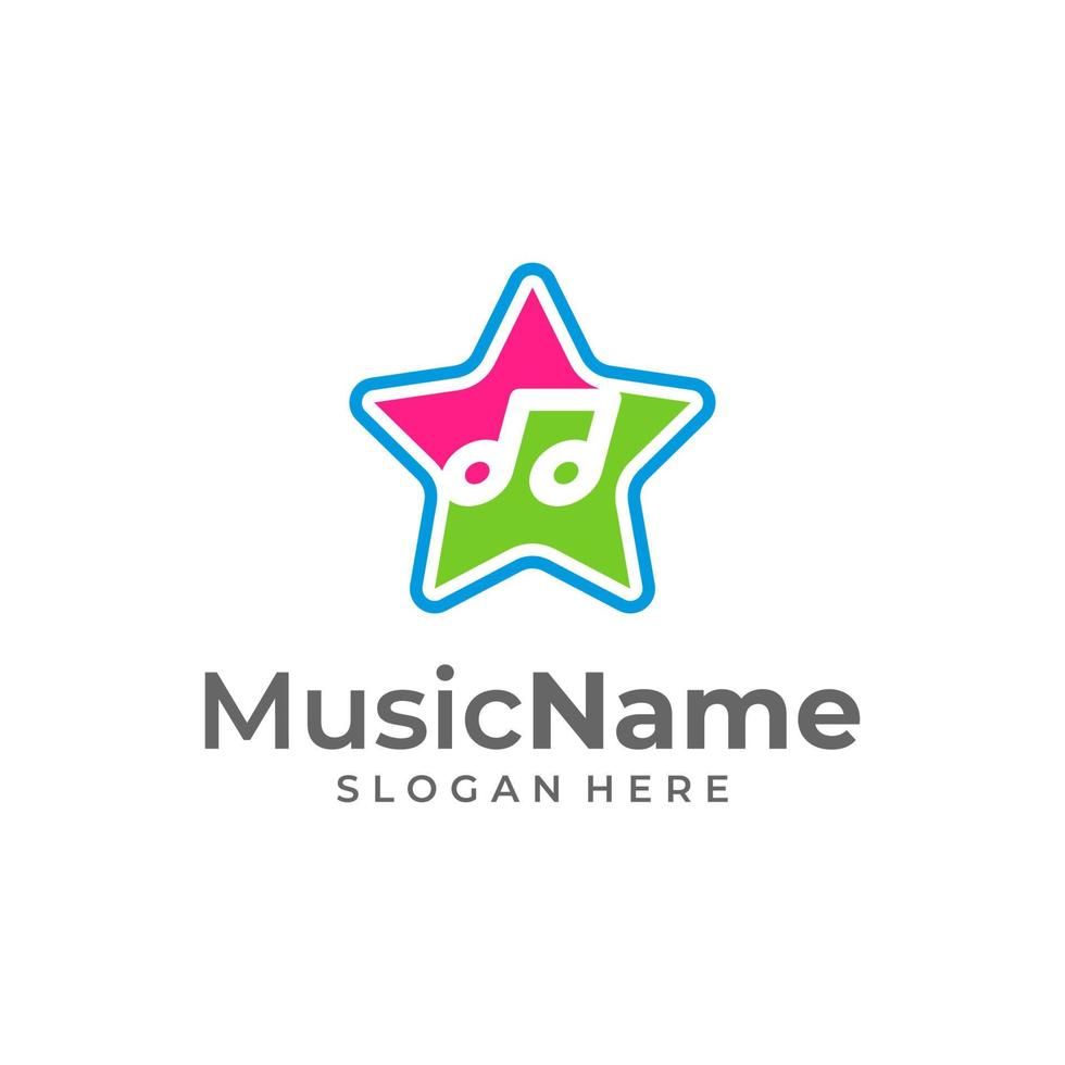 stjärna musik logotyp illustration mall. musik notera logotyp design begrepp vektor