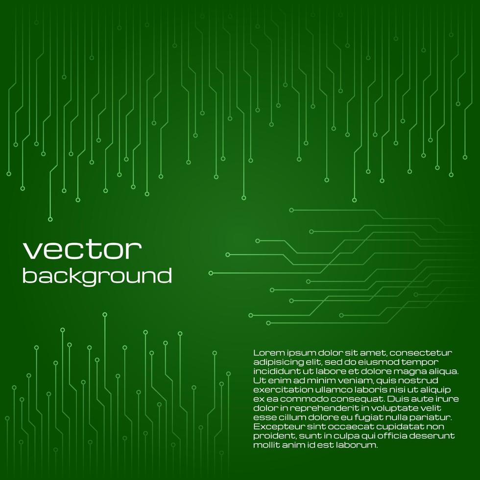abstrakter technologischer grüner hintergrund mit elementen des mikrochips. Platine Hintergrundtextur. Vektor-Illustration. vektor