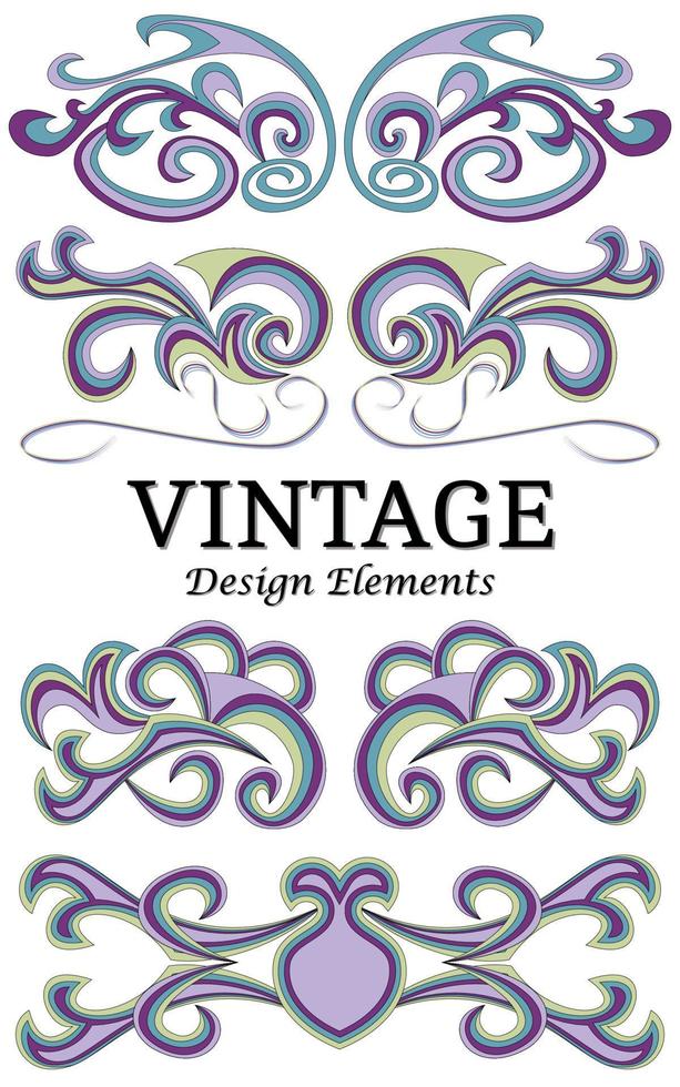 Set von Vintage-Blumenelementen für das Design. Wirbelelemente für Design. vektor