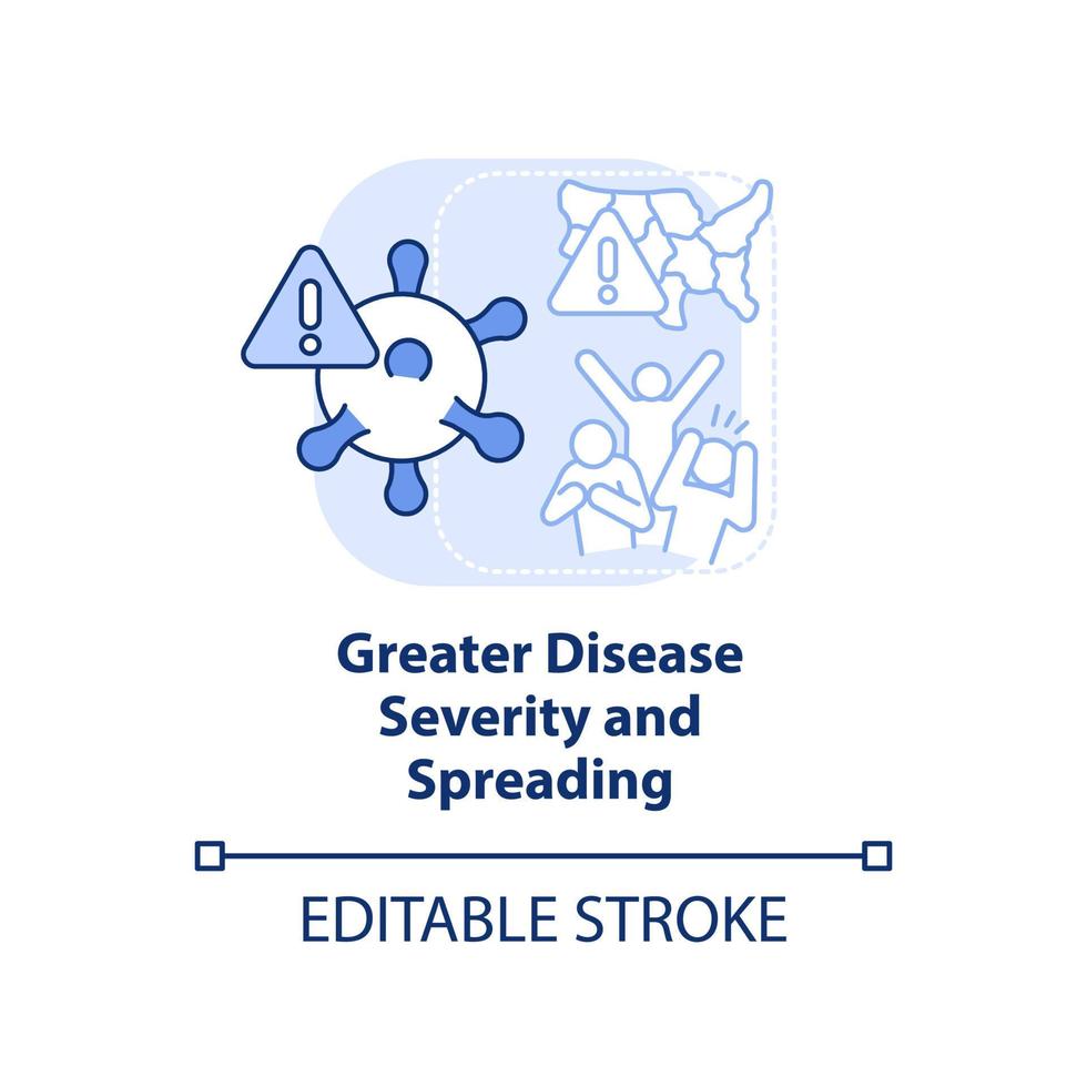större sjukdom Allvarlighetsgrad och spridning ljus blå begrepp ikon. trångboddhet abstrakt aning tunn linje illustration. isolerat översikt teckning. redigerbar stroke. vektor