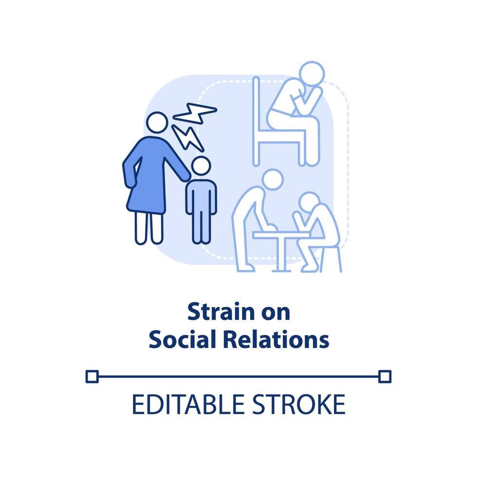 Belastung der sozialen Beziehungen hellblaues Konzeptsymbol. negative wirkung der überfüllung der abstrakten idee dünne linie illustration. isolierte Umrisszeichnung. editierbarer Strich. vektor