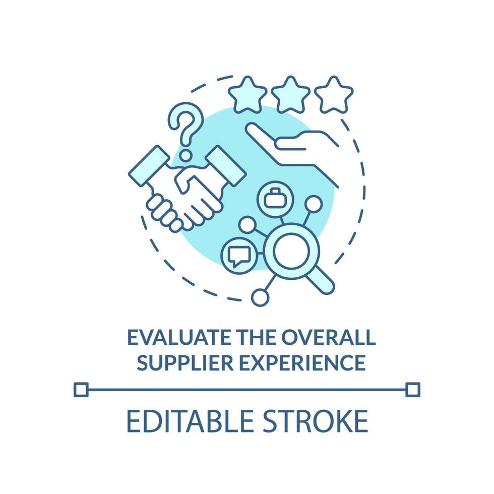 utvärdera övergripande leverantör erfarenhet turkos begrepp ikon. effektiv köp av abstrakt aning tunn linje illustration. isolerat översikt teckning. redigerbar stroke. vektor