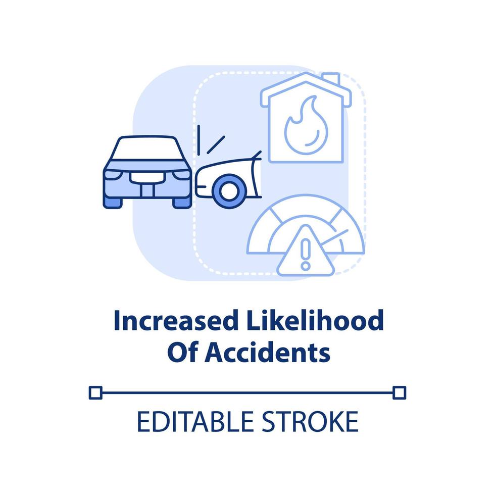 erhöhte Wahrscheinlichkeit von Unfällen hellblaues Konzeptsymbol. überfüllungsprobleme abstrakte idee dünne linie illustration. isolierte Umrisszeichnung. editierbarer Strich. vektor