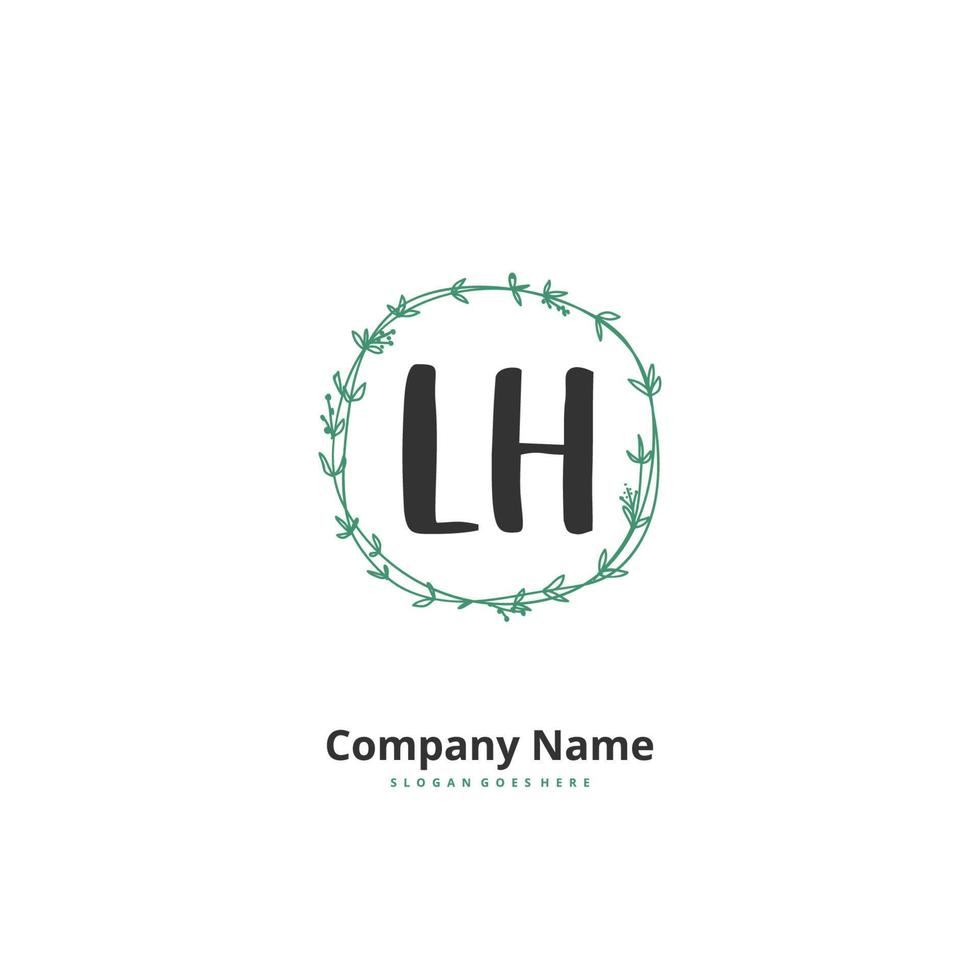 lh Anfangshandschrift und Signatur-Logo-Design mit Kreis. schönes design handgeschriebenes logo für mode, team, hochzeit, luxuslogo. vektor