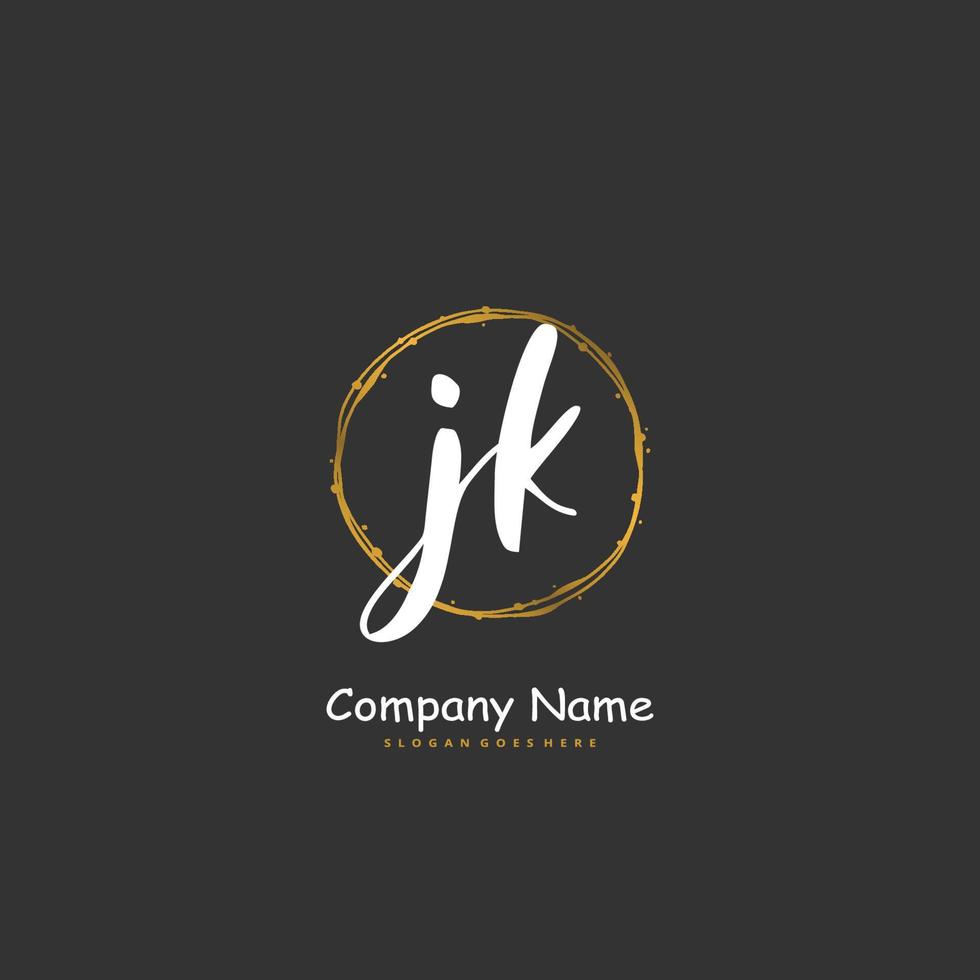 jk Anfangshandschrift und Signatur-Logo-Design mit Kreis. schönes design handgeschriebenes logo für mode, team, hochzeit, luxuslogo. vektor