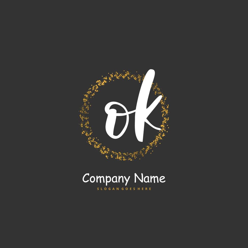 ok ok initiale handschrift und signatur-logo-design mit kreis. schönes design handgeschriebenes logo für mode, team, hochzeit, luxuslogo. vektor