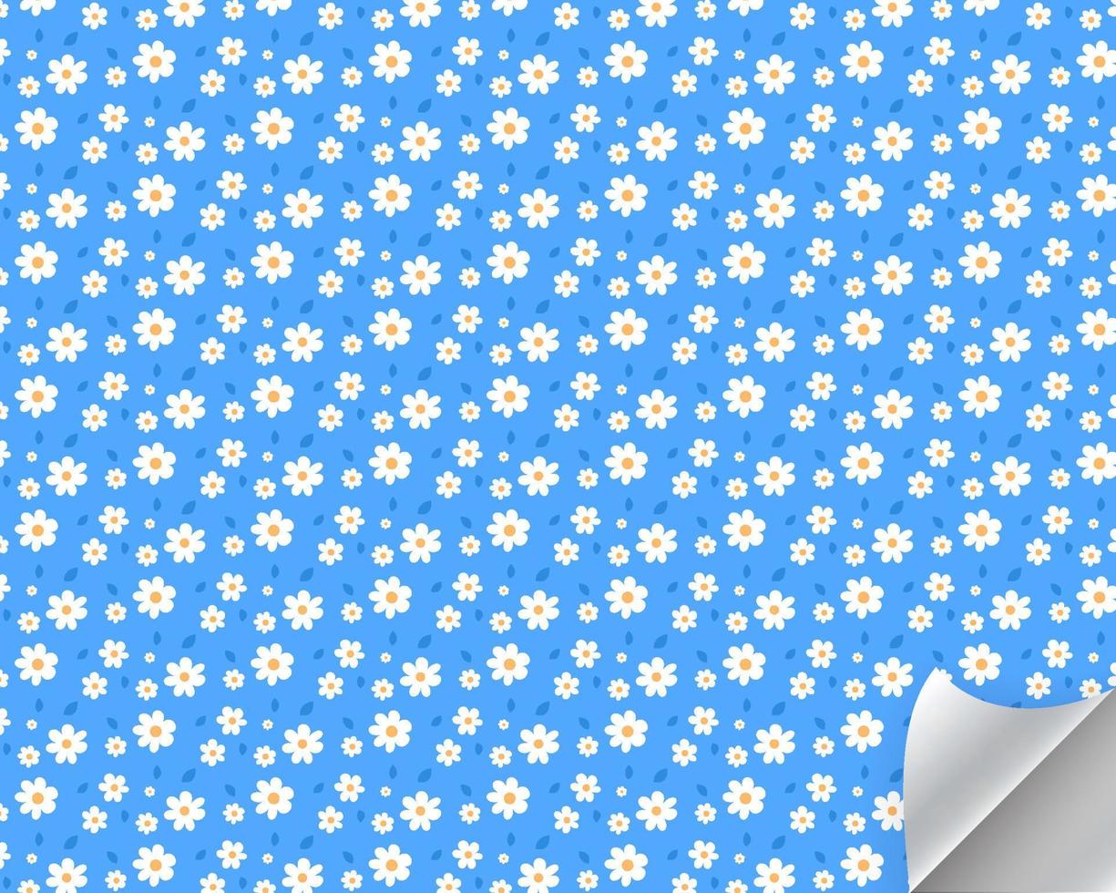 sömlös blommig vektor mönster bakgrund. daisy blomma mönster på blå bakgrund
