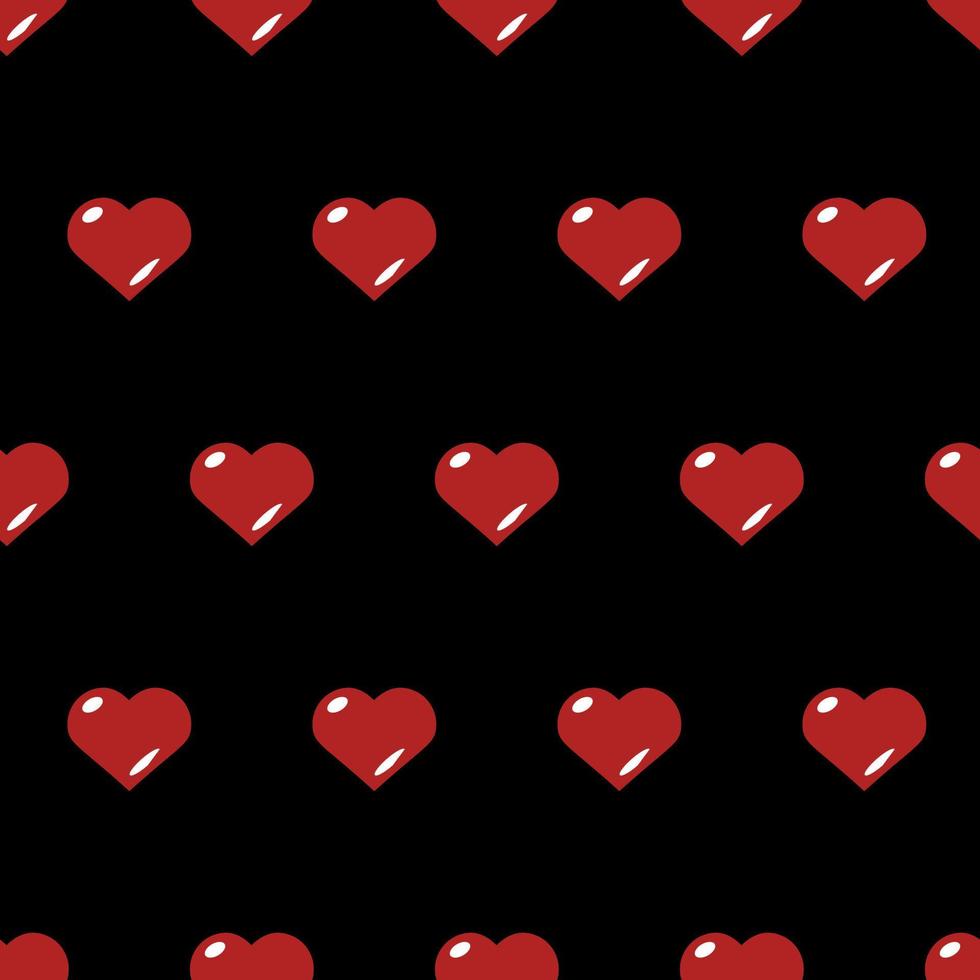 Herzen, nahtloses Muster, Vektor. Muster aus roten Herzen auf schwarzem Hintergrund. vektor