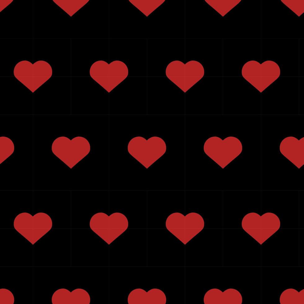 hjärtan, sömlös mönster, vektor. mönster av röd hjärtan på en svart bakgrund. vektor